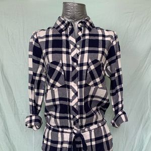 Plaid long sleeve romper